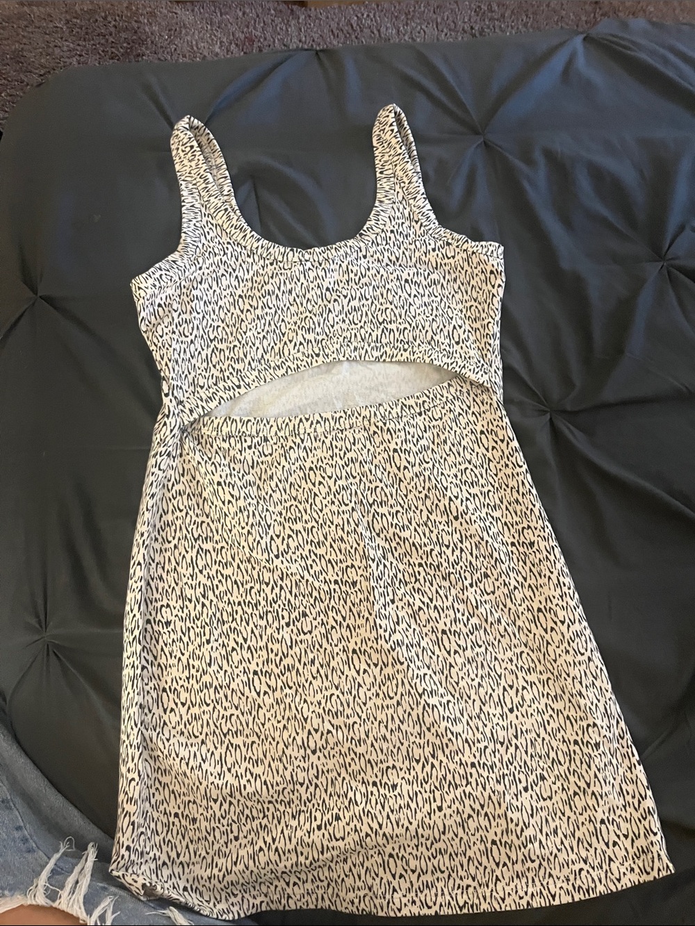 Millie Bobby Brown Beige & Black Leopard Print Tank Dress